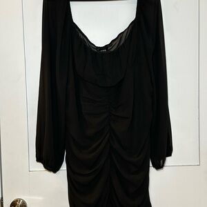 Cider Black Long Sleeved Mesh Dress